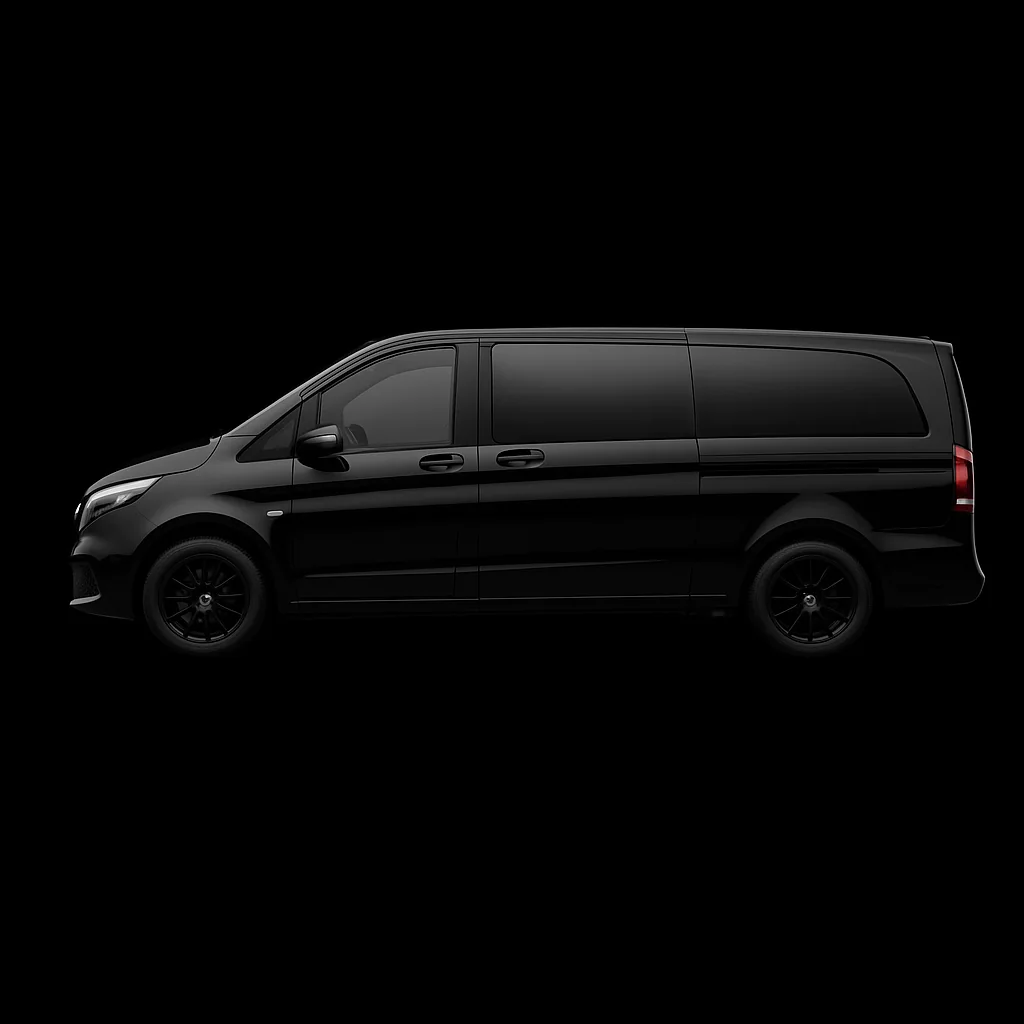 Black Mercedes-Benz V-Class luxury van by Alps Premium Driver